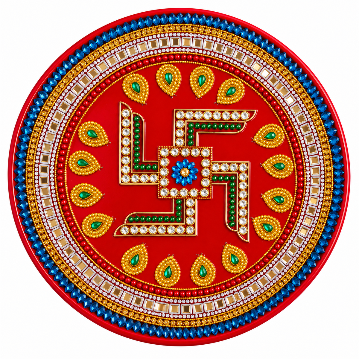 Decorative Swastik Pooja Thali - 10 Inch
