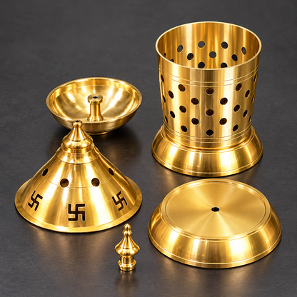 Pure Brass Swastik Akhand Jyot Diya