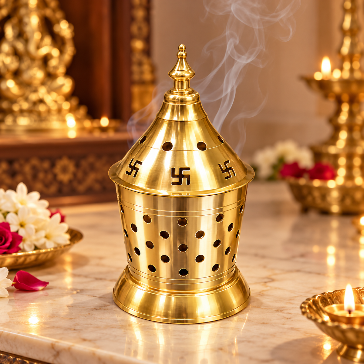 Pure Brass Swastik Akhand Jyot Diya