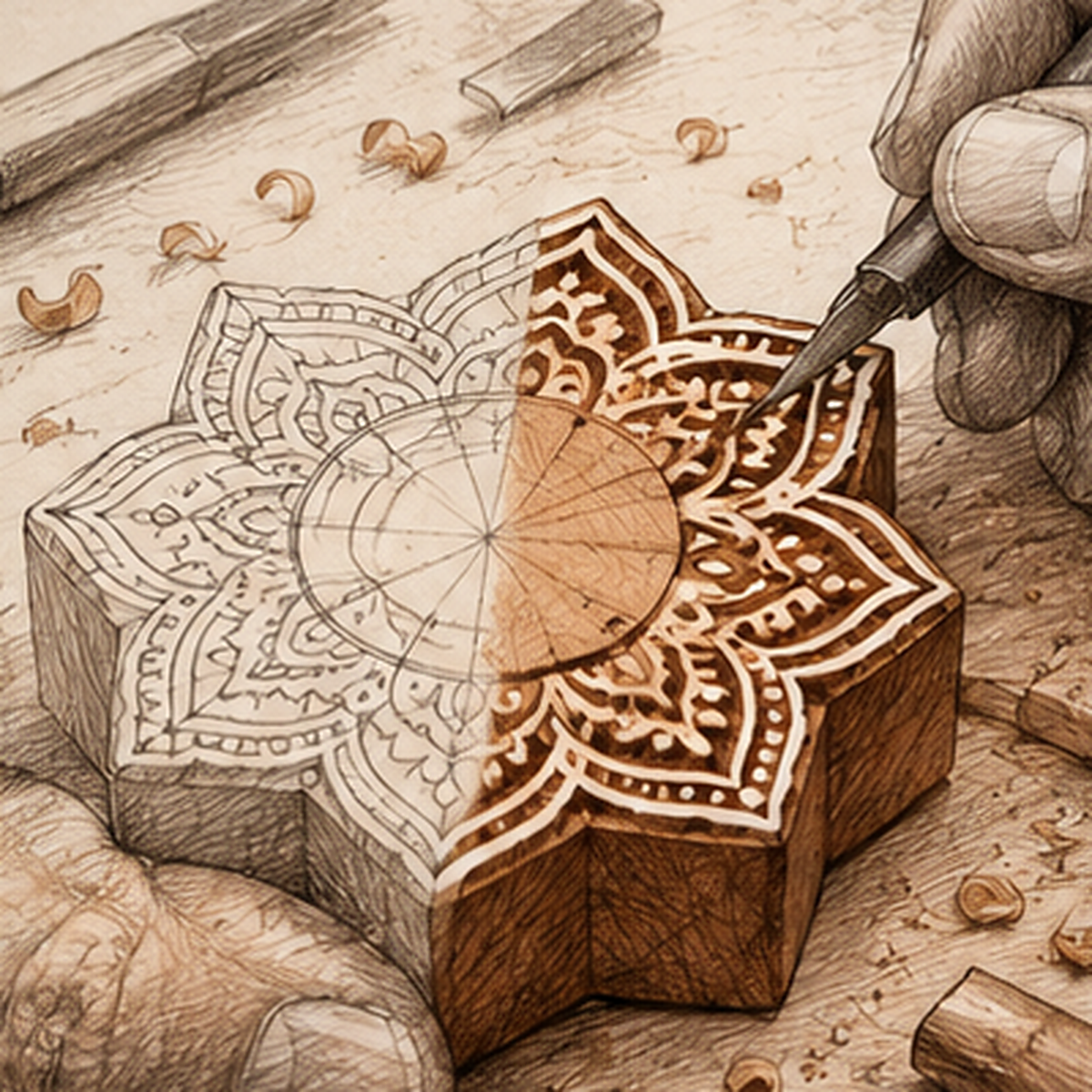 Handcrafted Floral Mandala Wooden Tealight Diya Holders – Set of 2
