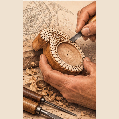 Paisley Mandala Wooden Tealight Diya Holders – Set of 2