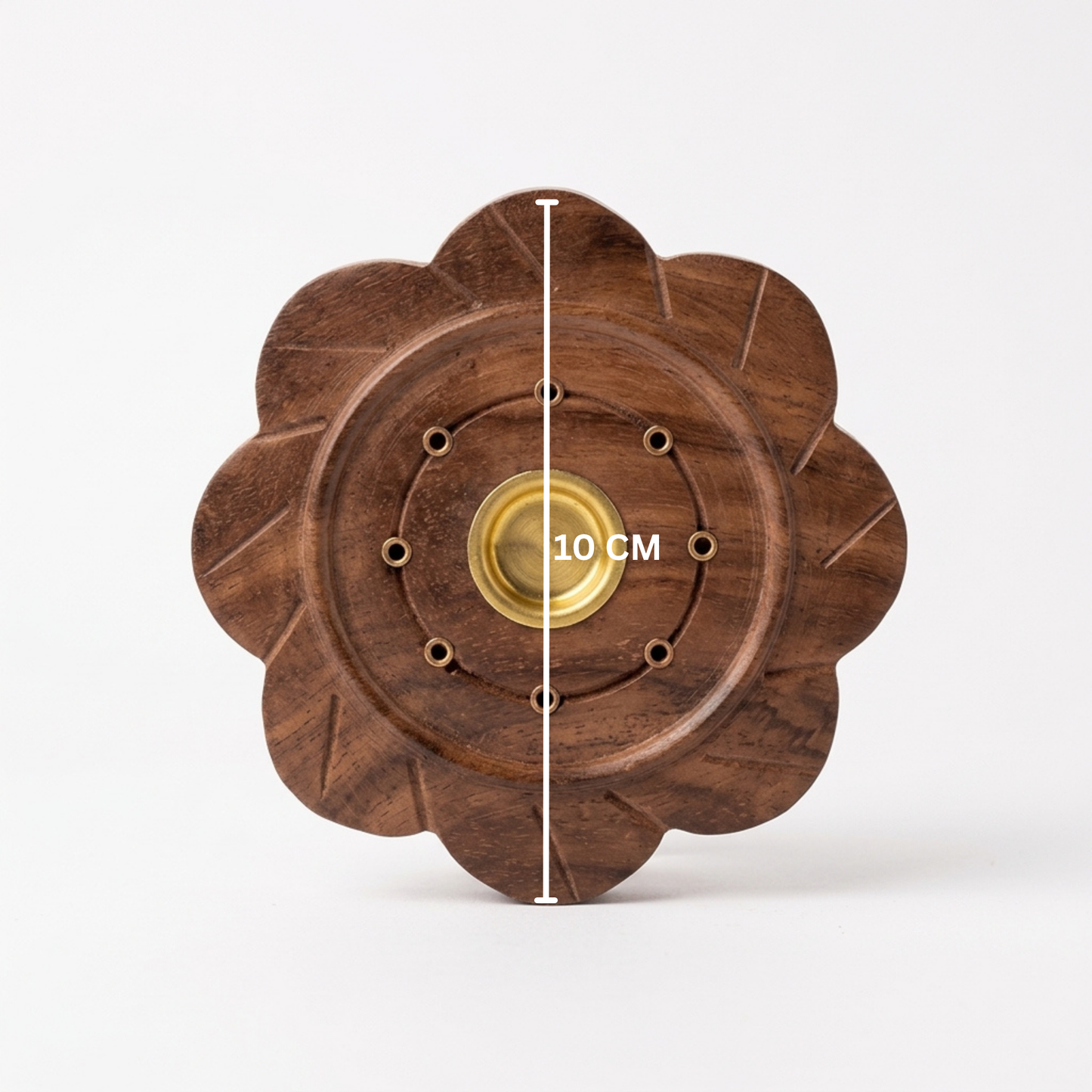 Flower Plate wood Agarbati Stand with Dhoop Holder