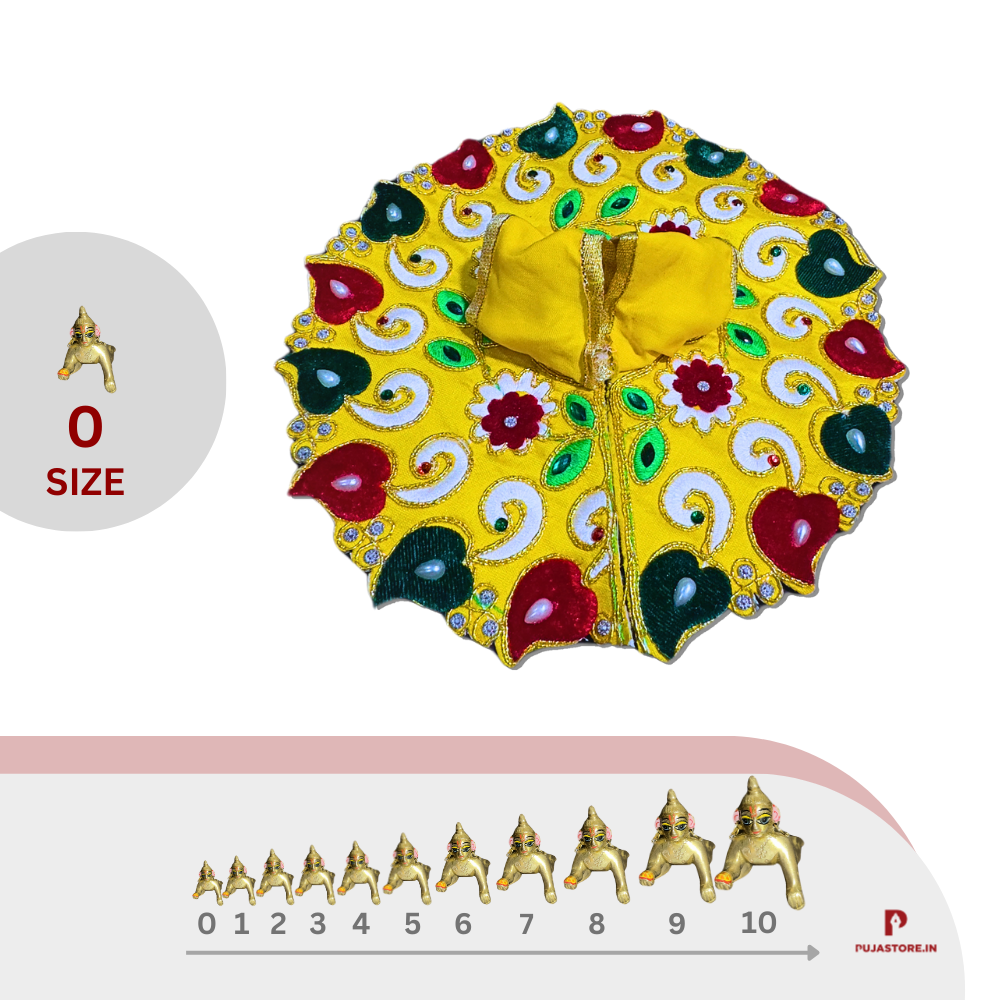 Laddu Gopal Dress Multi Design Yellow Color Size 0