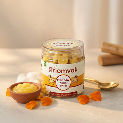 Triomvak Pure Cow Ghee Diya Batti - Medium