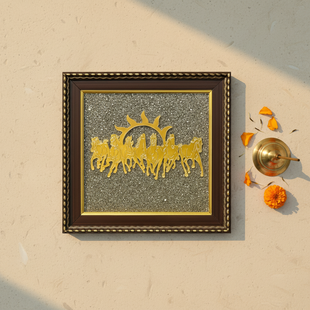 7 Horses on Raw Pyrite Frame