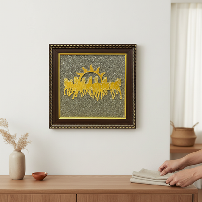 7 Horses on Raw Pyrite Frame