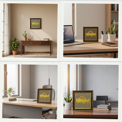 7 Horses on Raw Pyrite Frame