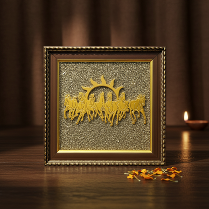 7 Horses on Raw Pyrite Frame