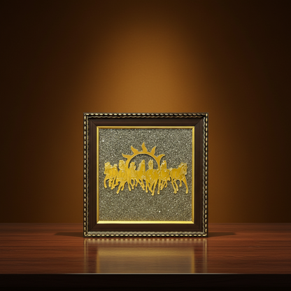 7 Horses on Raw Pyrite Frame