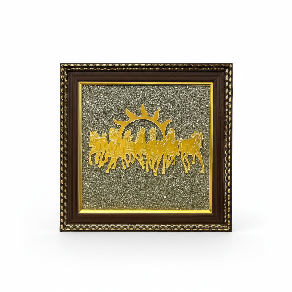 7 Horses on Raw Pyrite Frame
