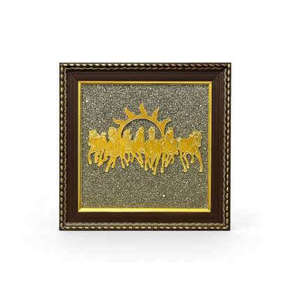 7 Horses on Raw Pyrite Frame