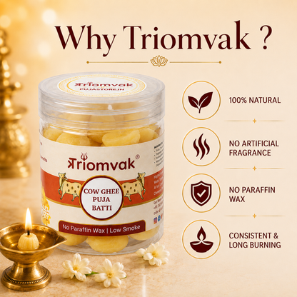 Triomvak Pure Cow Ghee Diya Batti - Small