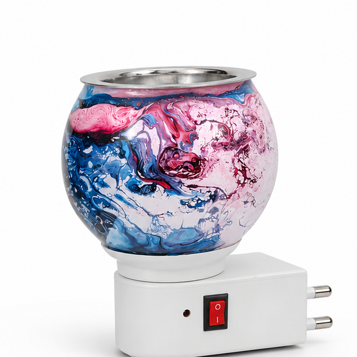 Electric Camphor & Aroma Oil Burner – Blue Pink Glass