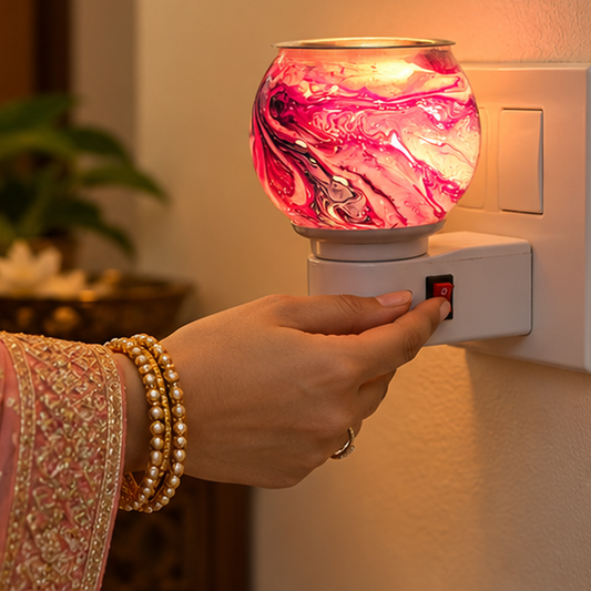 Electric Camphor & Aroma Oil Burner – Pink Glass