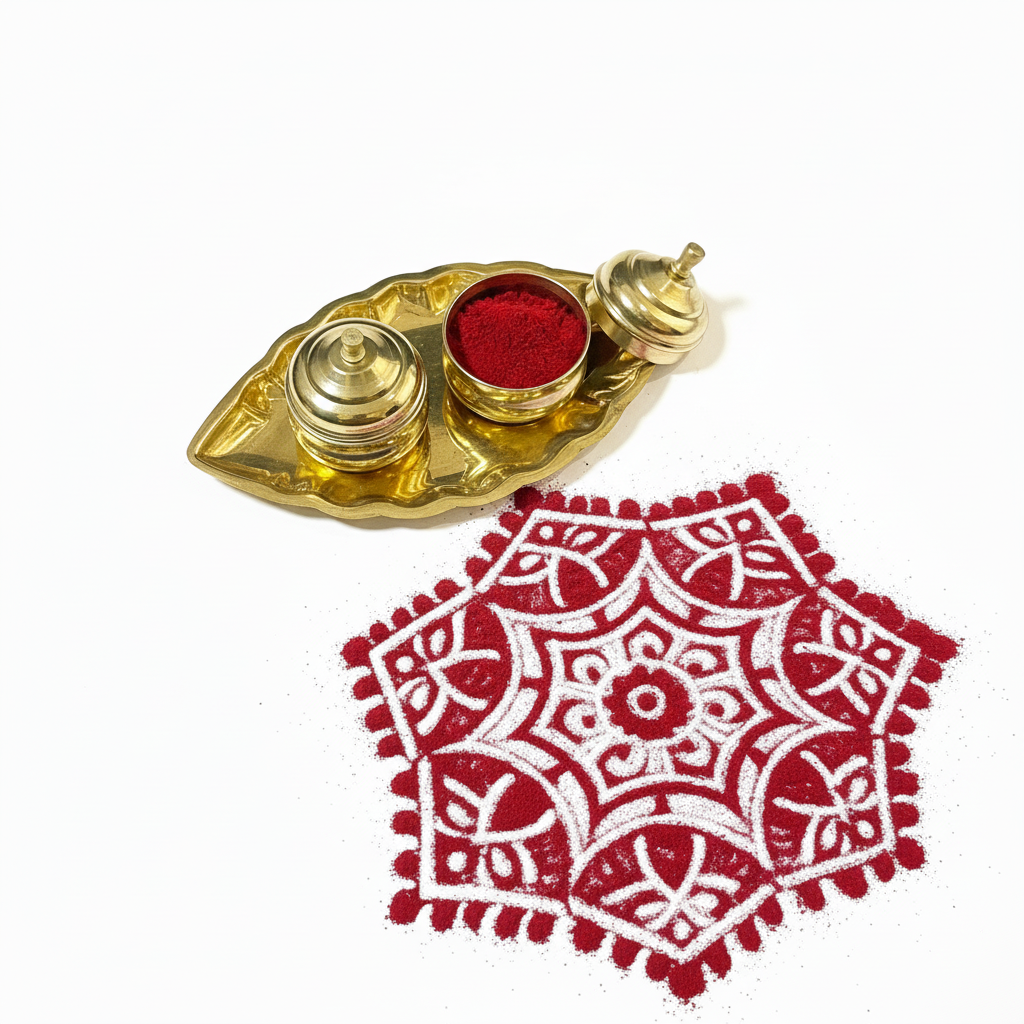 Brass Thali - Kumkum Plate (Boat Kuranda) - 6 inch