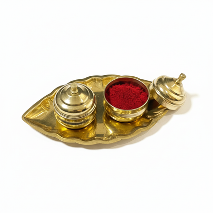 Brass Thali - Kumkum Plate (Boat Kuranda) - 6 inch