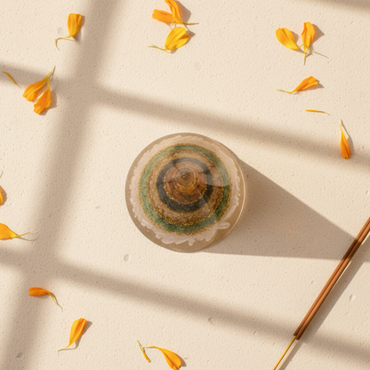 Conical Dhan Yog Pyramid With Selenite Base