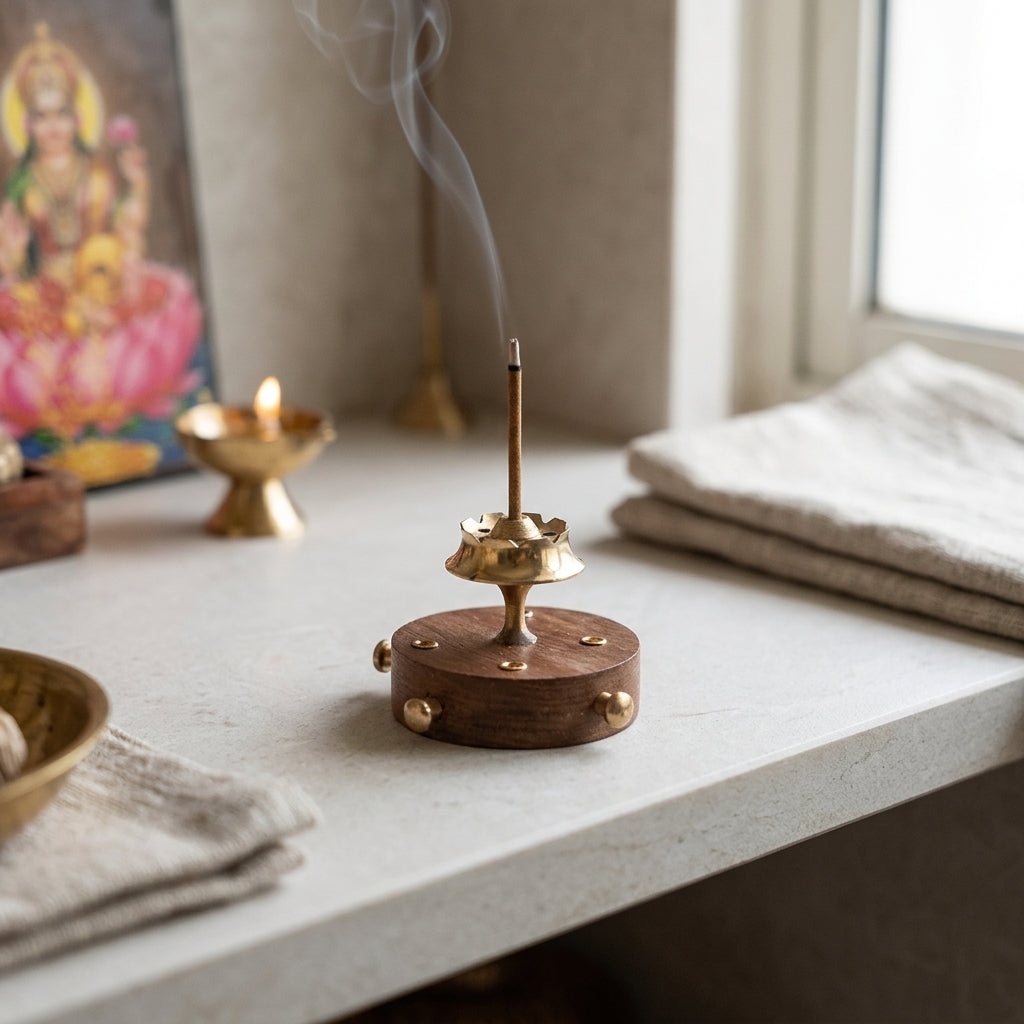 Round Base Sheesham wood Agarbati Stand