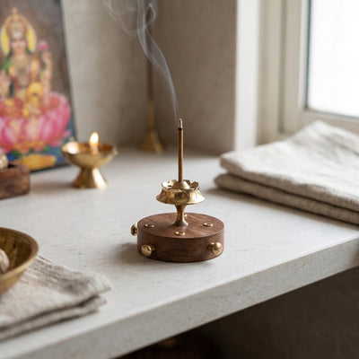Round Base wood Agarbati Stand